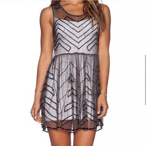 Free People Black and Gray Mini Dress